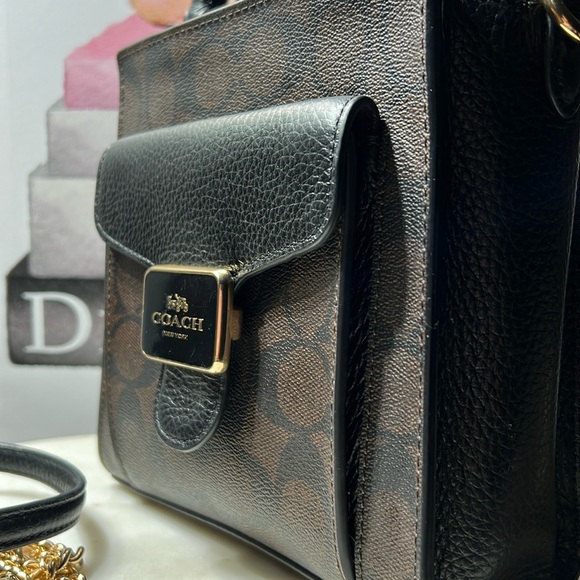 Coach Mini Pepper Crossbody In Signature Canvas Brown / Black  EUC - Picture 6 of 17